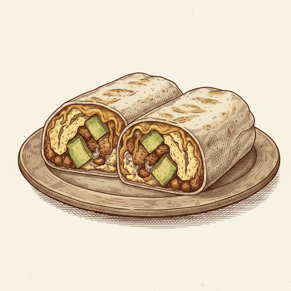 Avocado breakfast egg burrito